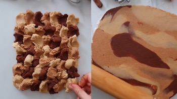 Una persona manipulando masa de galletas