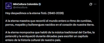 Ministerio de las Culturas - crédito @mincultura/X