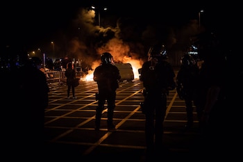 Protesta llevada a cabo por los CDR con motivo del tercer aniversario del 1-O en Barcelona. (David Zorrakino/Europa Press)