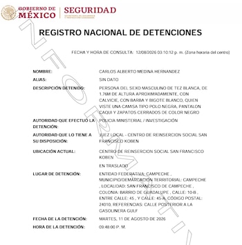 Carlos Alberto Medina se encuentra recluido en el penal estatal San Francisco Kobén. Crédito: RND