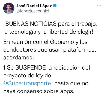 Tuit de José Daniel López.