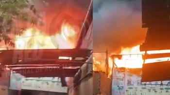 Voraz incendio en planta textil