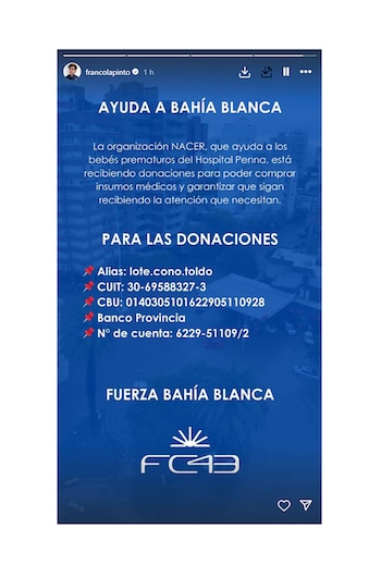 Colapinto dejó los datos de