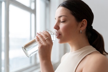 Una mujer bebiendo agua (Magnific)