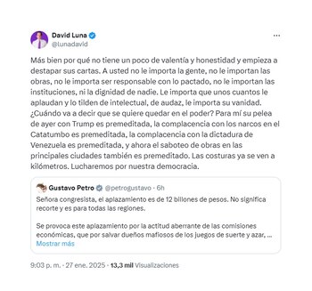 Trino de David Luna cuestionando