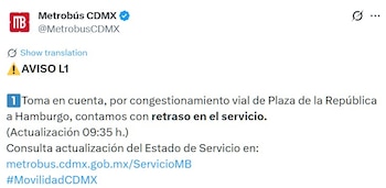 Avance en tiempo real de las diversas líneas de la red de transporte público capitalino.