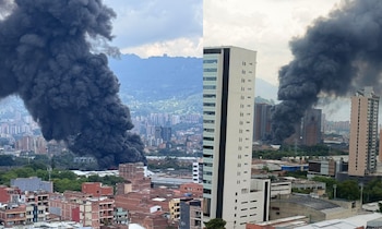 Más de 40 bomberos atienden la emergencia en Itagüí - crédito @AlcaldiaItagui/X