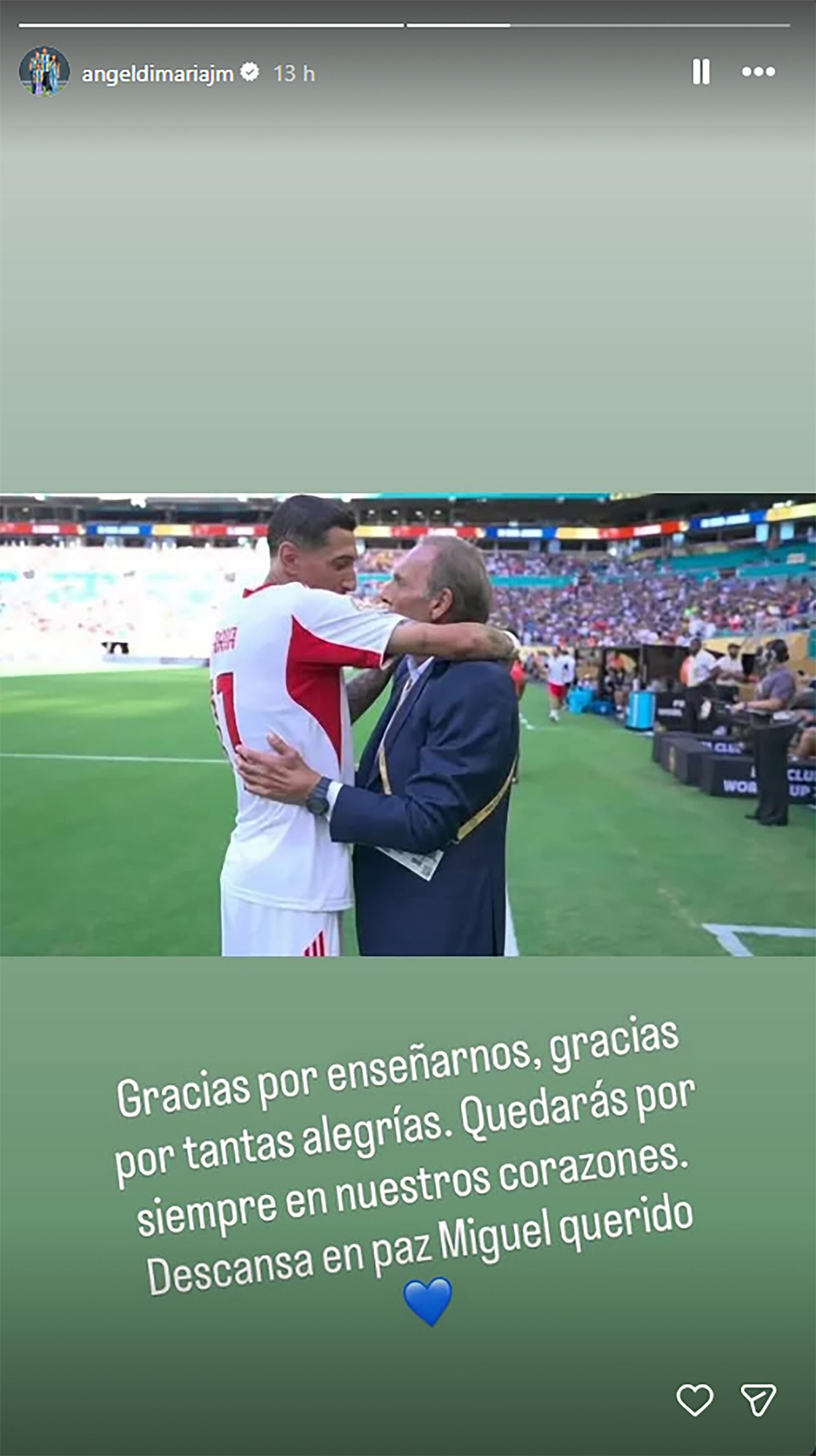 La foto que eligió Di María con Russo en el Mundial de Clubes cuando lo enfrentó con Benfica
