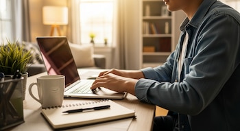 Una persona trabaja desde casa.