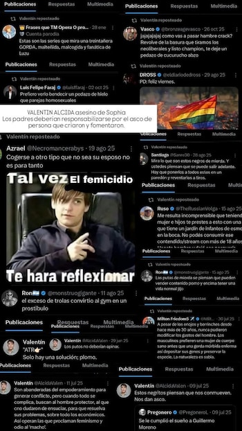 Las amigas de Sophia Civarelli compartieron una serie de tuits de Alcida, señalado como el asesino