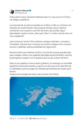 El tuit de Victoria Villarruel