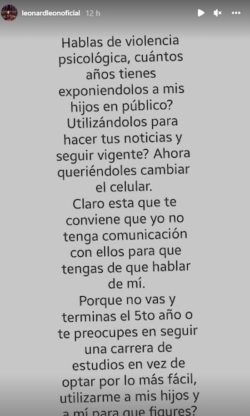 Leonard León publica mensajes contra