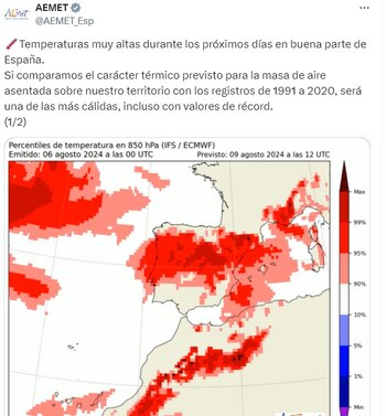 Pronóstico de Aemet.