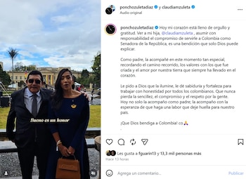 Zuleta y su hija compartieron el mensaje con la grabación en redes sociales la tarde del lunes 20 de julio de 2026 - créditos @ponchozuletadiaz/IG | @claudiamzuleta/IG