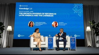 El ministro de Economía, Luis Caputo, disertó en el evento “El dividendo del crecimiento de las reformas en América Latina y el Caribe”, realizado en el marco de las Reuniones Anuales del FMI y el Banco Mundial.