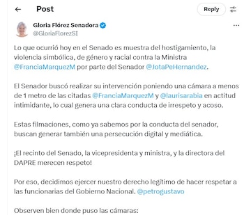 Gloria Flórez dijo que lo