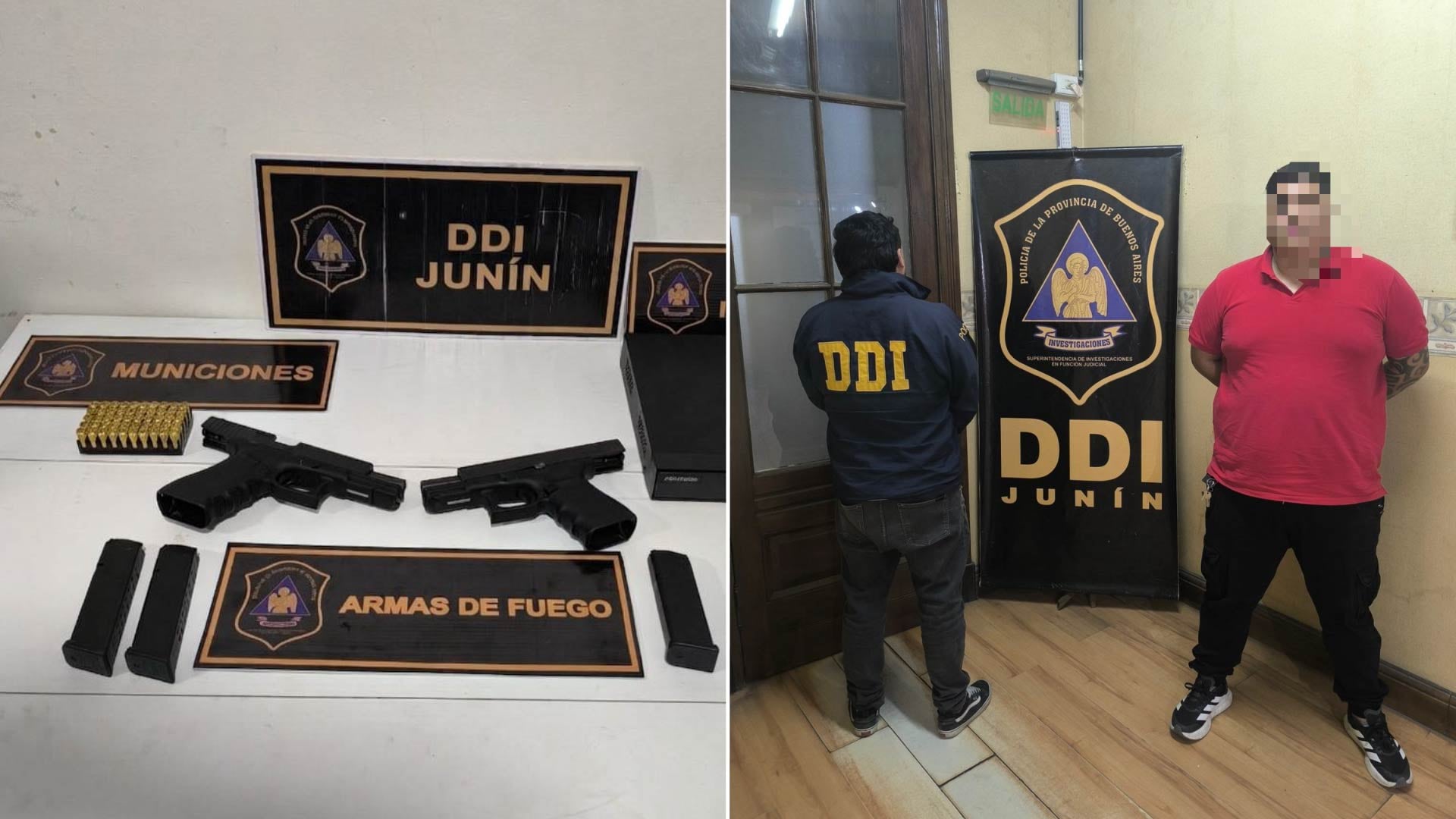 La Policía de la Provincia de Buenos Aires detuvo en Junín a un hombre que amenazó a un vecino e incautó armas de fuego y municiones en su vivienda.