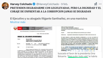 Tuit de Harvey Colchado criticando