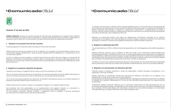 A través de un comunicado, el club se pronunció punto por punto ante lo dicho por Viveros, advirtiendo que hasta ahora no han recibido notificación de la demanda por parte de la FIFA - crédito @nacionaloficial/X