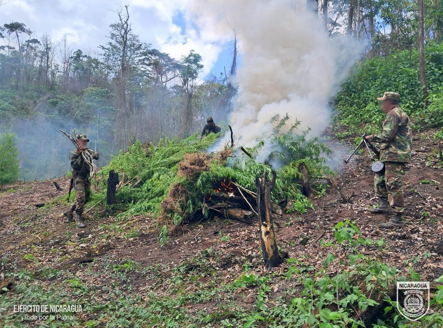 La intervención militar se desplegó en el marco del Plan de Seguridad en el Campo tras denuncias presentadas por productores locales. (Foto redes sociales Ejército de Nicaragua)