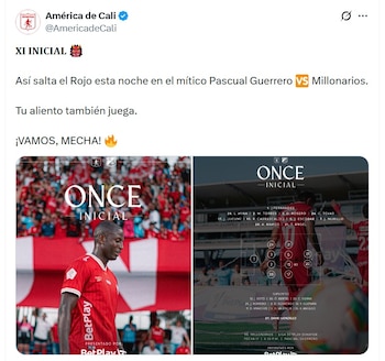 Adrián Ramos e Tomás Ángel liderarão o ataque americano contra Millonarios - crédito @americadecali/X