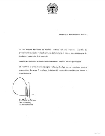 El parte oficial que emitió