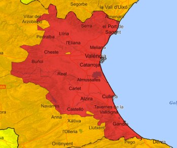 Zonas en alerta roja meteorológica