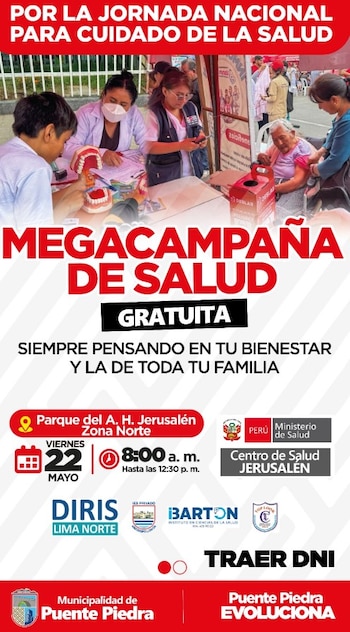 La campaña se llevará a cabo este viernes 22 de mayo - Créditos: Municipalidad de Puente Piedra.