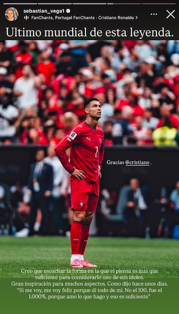 El adiós mundialista de Cristiano movió a famosos colombianos que le dedicaron palabras de gratitud y admiración - crédito @sebastian_vega1/IG