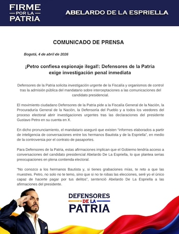 Abelardo de la Espriella - crédito Defensores de la Patria