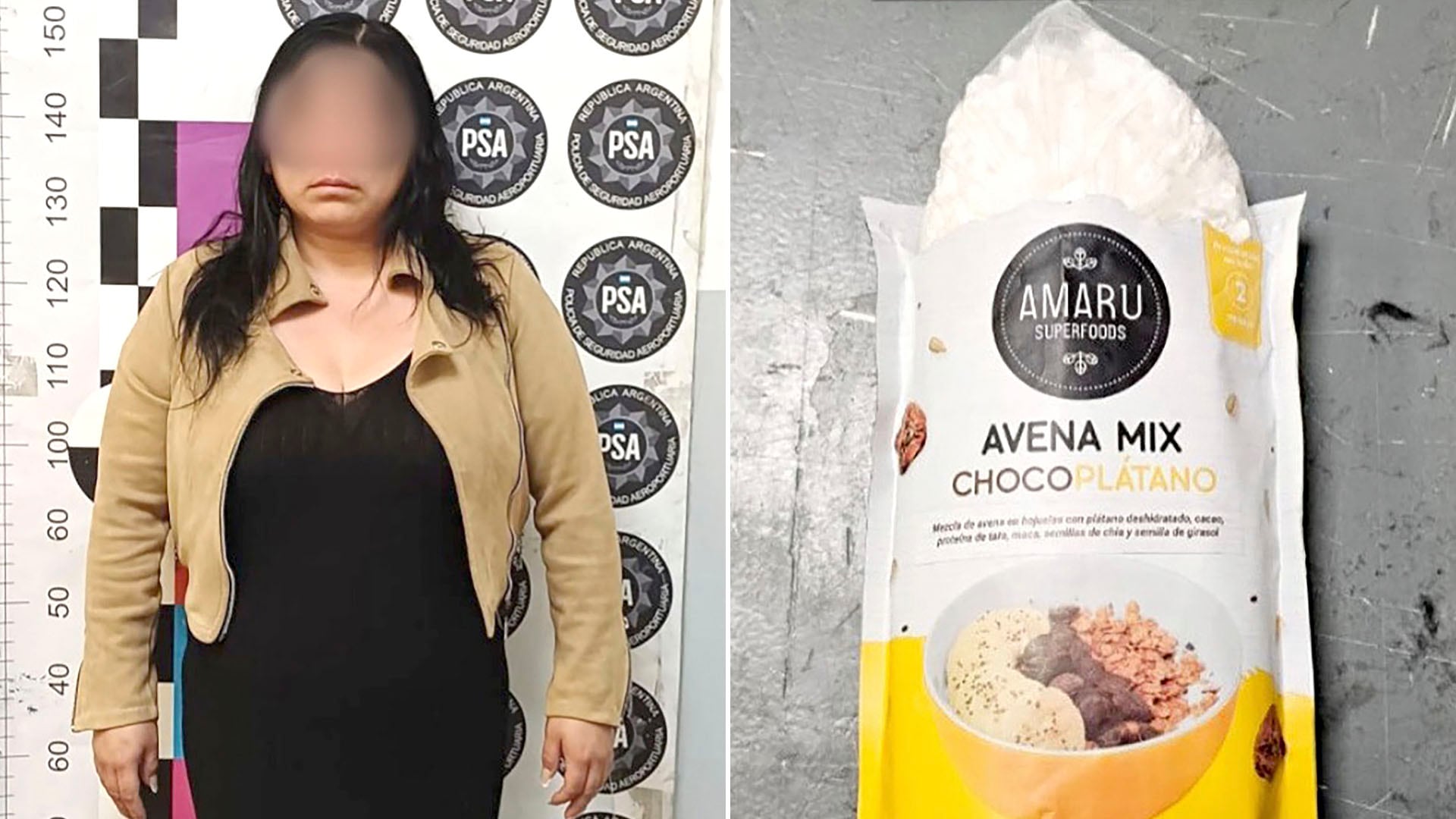 Liliana A. tras ser arrestada por la PSA y la droga que llevaba