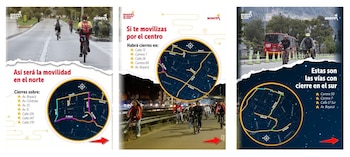 Los cierres viales en el norte de Bogotá incluirán la avenida Boyacá, la avenida Córdoba, la carrera 15, la carrera Novena, la calle 116, la calle 147 y la calle 170 - crédito Idrd/X