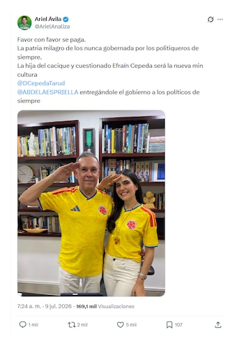 Ariel Ávila y sus críticas a la hija de Efraín Cepeda