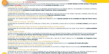 Zonas en alerta naranja por