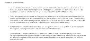 Una parte del comunicado de