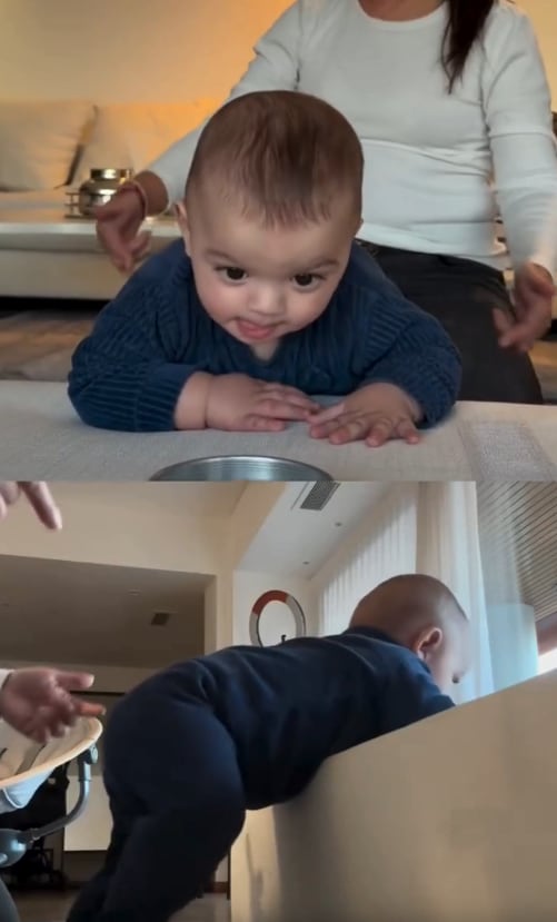 El pequeño y su kinesióloga llevando a cabo diferentes ejercicios para lograr su objetivo (Captura de video)