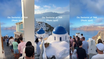 Colas desde las 7 de la mañana para replicar una foto viral: el lugar de Santorini que todos quieren subir a sus redes sociales