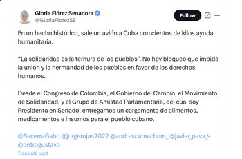 La senadora Gloria Flórez informó