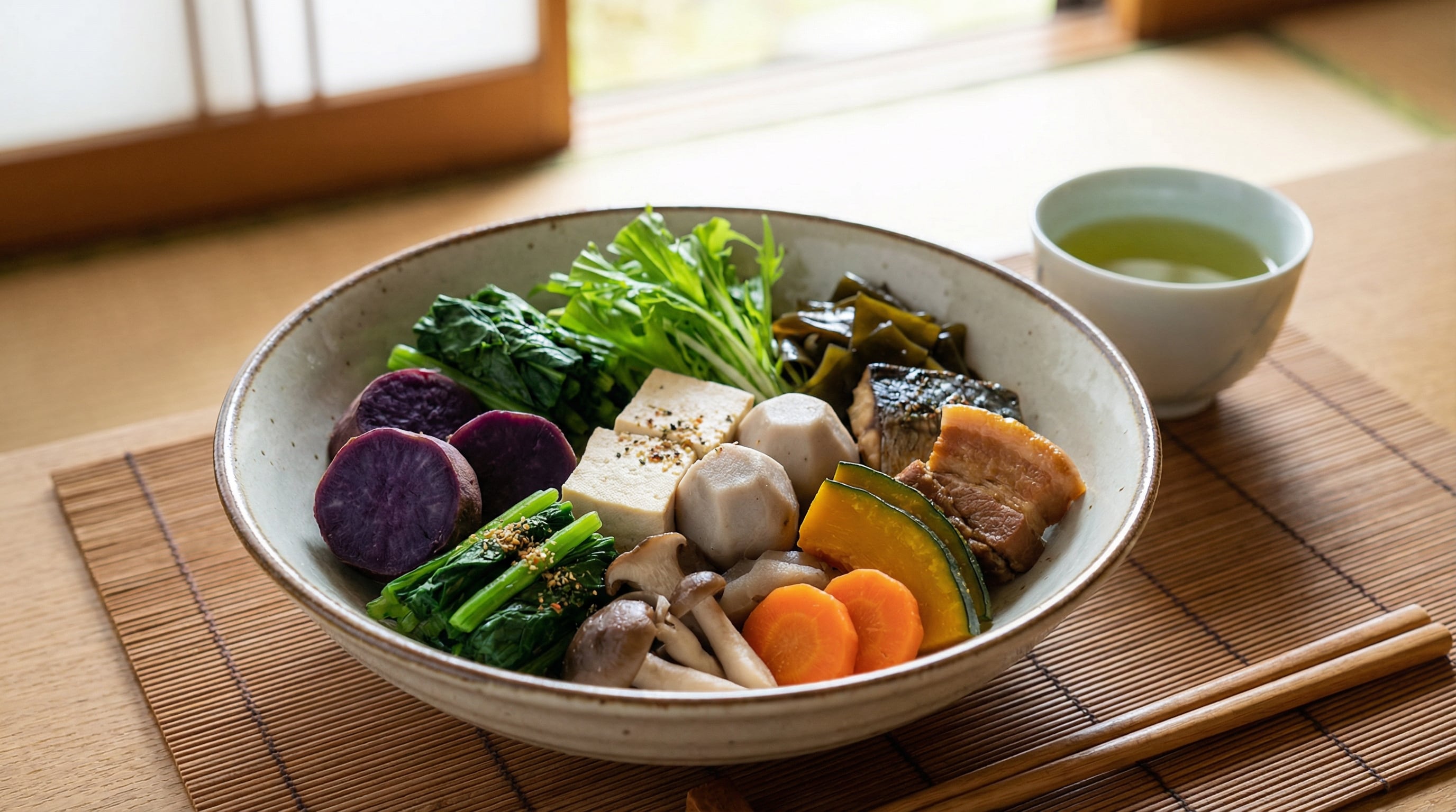 La dieta Okinawa destaca por su alto consumo de vegetales, legumbres y tubérculos como el boniato morado, claves para la longevidad de sus habitantes (Imagen Ilustrativa Infobae)