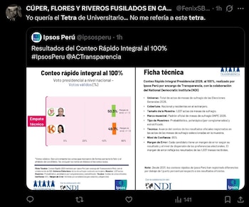 Conteo rápido y redes sociales: el significado detrás de las tendencias "Nieto", "ONPE" y "Tetra". Captura: X.