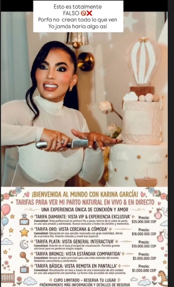 Karina García afirmó que nunca convertiría el nacimiento de su bebé en un evento pago - crédito @karinagarciaoficiall/ Instagram
