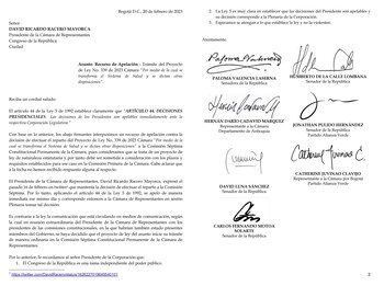 Comunicado de los congresistas que