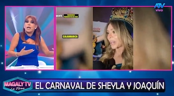 Joaquín Ramírez evita confirmar romance con Sheyla Rojas y Magaly reacciona: “Está usando lo mediática que eres”. Captura: Magaly TV La Firme.