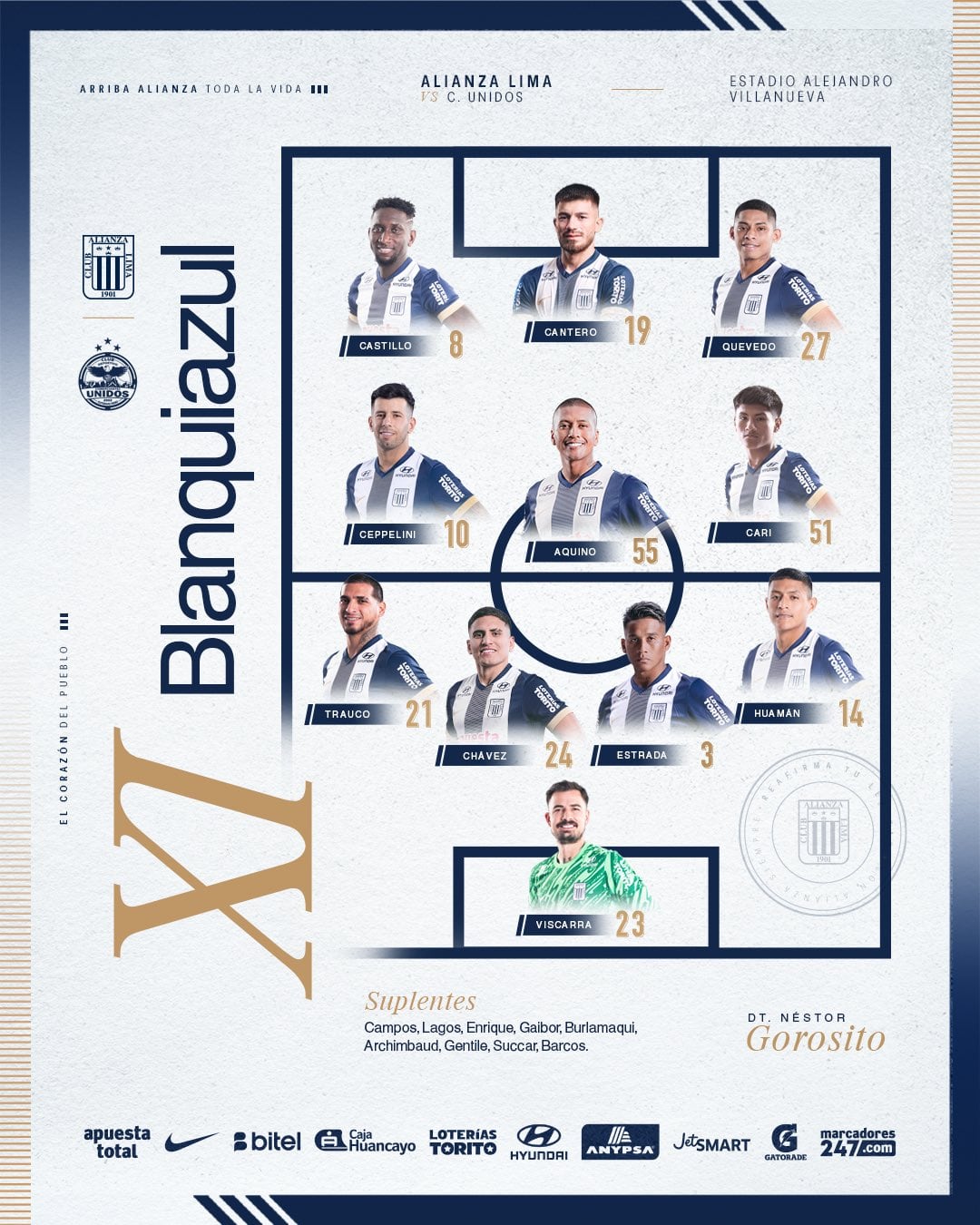 Once de Alianza Lima ante Comerciantes Unidos.