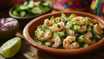 Aguachile de camarón con mango