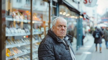 Hombre mayor camina solo por