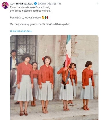 Xóchitl Gálvez publicó una foto de ella en la escolta escolar. | Captura de pantalla
