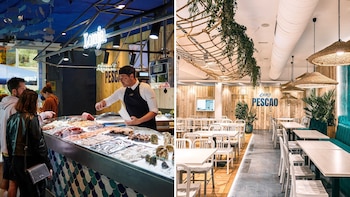 Lonja e interior del restaurante