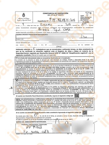 El informe de la inspección