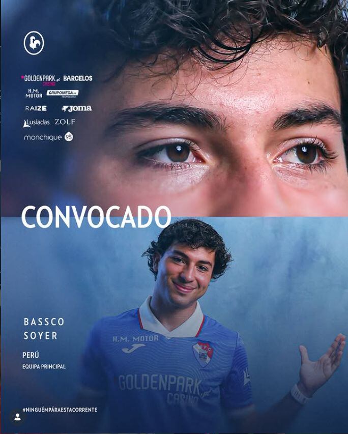 Gil Vicente celebró la convocatoria de Bassco Soyer a la selección peruana y destacó su regreso al plano internacional tras superar una fractura de brazo que lo alejó del inicio de la temporada europea. (Gil Vicente)